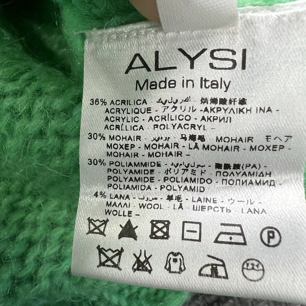 ALYSI‎ Mohair blend Made in Italy Size Med Turtle neck Sweater Green